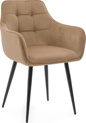 Produktbild von NEW HOME Glamour Stuhl GALLO gespolsterter Esszimmerstuhl Wohnzimmerstuhl mit Steppung - beige - moderne Samt Velours Möbel