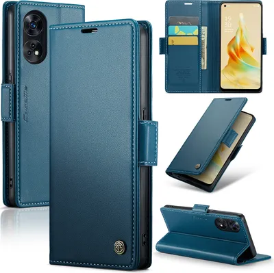 Produktbild von Oppo Reno8 T 4G Hülle, Leder Brieftasche Kartenfach Schutzhülle mit Standfunktion für Oppo Reno8 T 4G Blau