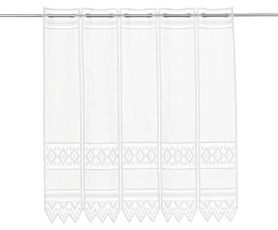 Produktbild von Gardinen Kranzusch Scheibengardine Jacquard grafisch 90x26 cm H/B Weiß Bistrogardine Vorhang Küche 1er Pack