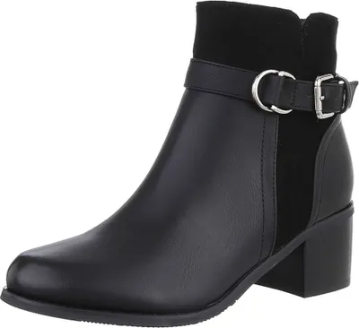 Produktbild von Ital-Design Damen Stiefeletten Klassische Stiefeletten Leicht gefüttert Wildlederoptik, Lederoptik Klassische Stiefeletten 88489326 Schwarz Gr.  38