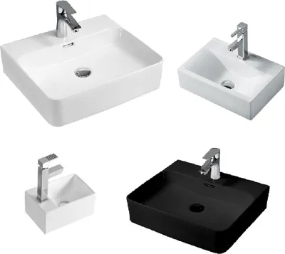 Produktbild von Waschbecken Waschtisch Wandhängend Aufsatzwaschbecken Design Gäste WC Keramik 60 cm