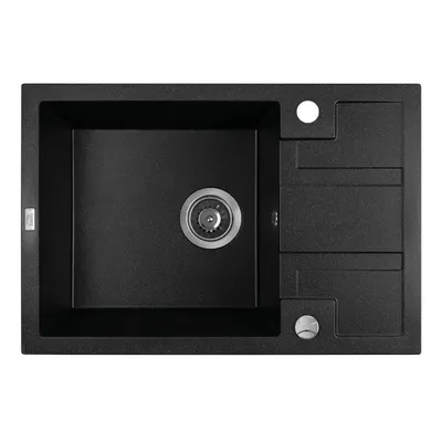 Produktbild von Design Granitspüle 1 Becken mit kurzer Abtropffläche Schwarz 440x650x215 mm