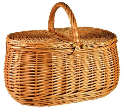 Produktbild von Picknickkorb mit Deckel aus Weide oval Braun 44x29x33 cm