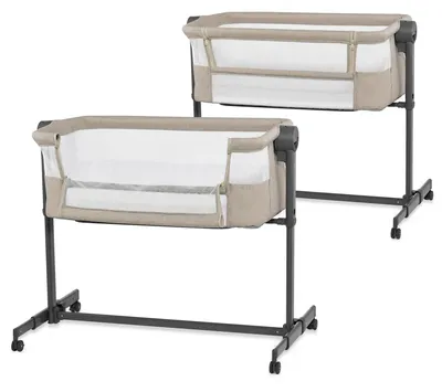 Produktbild von Babywiege Babybett Beistellbett - 2 in 1 - Schaukelwiege - Höhenverstellbar - Beige