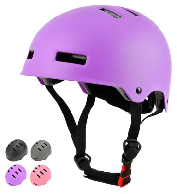 Immagine prodotto di Casco regolabile per bambini, casco da skateboard, casco da bicicletta per bambine e bambini, colore viola, taglia S