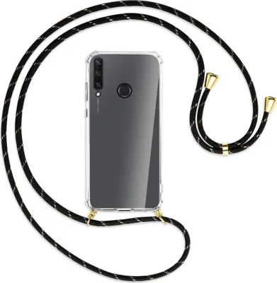 Produktbild von Handykette Backcover-Schutzhülle mit Band (Metall goldfarben) für Huawei Y6p - schwarz/gold