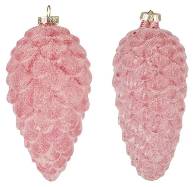 Produktbild von Clayre & Eef Weihnachtskugel 2er Set Tannenzapfen Ø 7 cm Rot Glas
