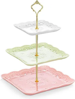 Image de Présentoir à 3 étages en porcelaine, 3 couleurs