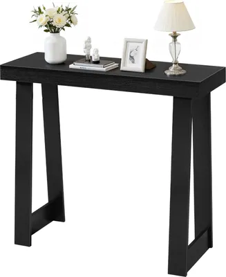Obrázok produktu pre Konzolový stolík – vstupný stolík/predsieňový stolík – rozmery 91,5 x 30,5 x 81 cm – obdĺžnikový a úzky – robustná viacvrstvová doska – moderný dizajn – ideálny za pohovku – čierny