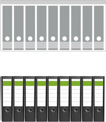 Produktbild von Wallario 9 Stück breite Ordner inkl. Klebeetiketten mit Motive Grau -  Set mit Rückenschildern / Ordnerrücken Stickern