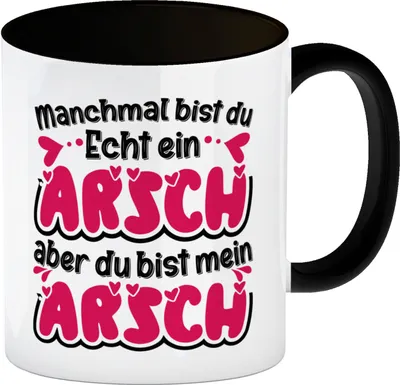 Produktbild von Manchmal bist du echt ein Arsch Kaffeebecher in Schwarz Spruch zum Valentinstag