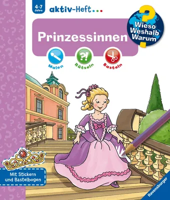 Produktbild von Wieso? Weshalb? Warum? aktiv-Heft - Prinzessinnen (Malen, rätseln, basteln ab 4 Jahre - mit Stickern und Bastelbogen)