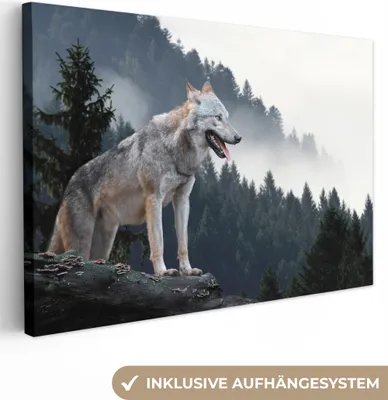 Obrázok produktu pre MuchoWow® - Plátno - Vlk - Zviera - Les, nástenná maľba, nástenné dekorácie obrazy obývacia izba, 90x60cm