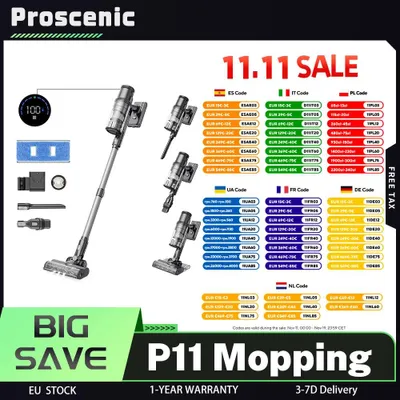 Immagine prodotto di Aspirapolvere senza fili P11, con sistema di filtrazione a 5 stadi, batteria da 2000 mAh, potenza di aspirazione di 35 kPa, contenitore della polvere da 0,65 litri, con illuminazione a LED
