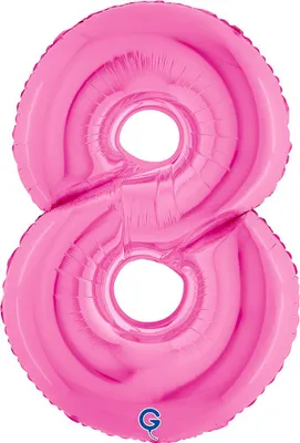 Produktbild von Riesenzahl Folienballon 40"/102cm | Pink Zahl: 8