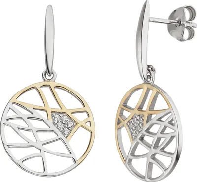 Produktbild von Ohrhänger 925 Sterling Silber bicolor vergoldet 10 Zirkonia