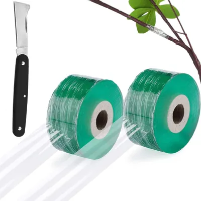 Produktbild von Veredelungsband, Veredelungsband Dehnbar, Selbstklebendes pfropfband,Baumschulen Band für Obstbäume mit Gartenmesser für Garten Baum Sämling Grün, 2 Stück