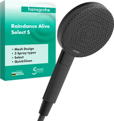 Zdjęcie produktu dla Hansgrohe Raindance Alive Select S okrągła słuchawka prysznicowa czarny matowy