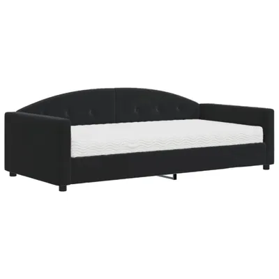 Image de vidaXL Lit de jour avec matelas noir 100x200 cm velours