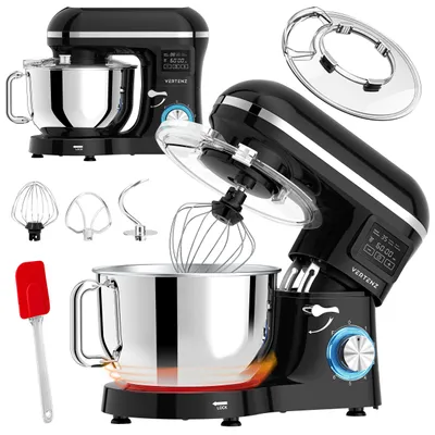 Produktbild von VERTENZ Cosmiq 50 | Planeet Chef Küchenmaschine, Multifunktionaler Roboter, Teigmaschine, Rührmaschine mit 6,2 L | Edelstahl Schüssel | Schwarz/Silber