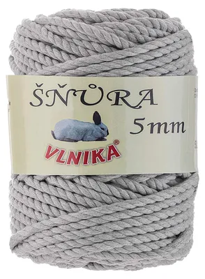 500g Makramee-Garn Snura Unifarben 5mm hellgrau