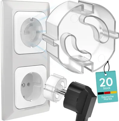 Produktbild von Kindersicherung Steckdose – 20 Stück Steckdosenschutz Kindersicherung für Baby & Kinder, Einfache Steckdosensicherung ohne Kleben, Sicherer Steckdosen Schutz – Dein Kinderschutz Steckdose Transparent 20 Stück