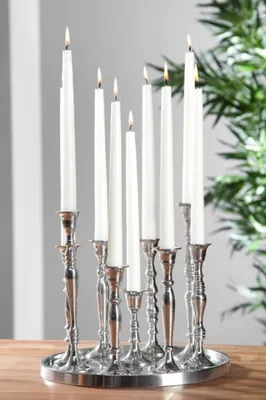 Zdjęcie produktu dla Designerski świecznik wykonany z polerowanego aluminium, 9-palnikowy - Shine Classic - Świecznik