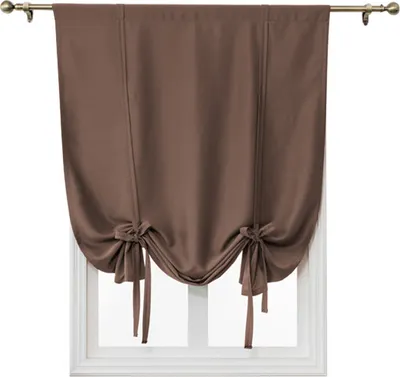 Produktbild von Einfacher Verdunkelungsvorhang, Stabtasche Wärmeisolierter Raum Verdunkelung Römischer Schatten für Schlafzimmer Wohnzimmer Küche Kleines Fenster (Braun, 100x120cm)