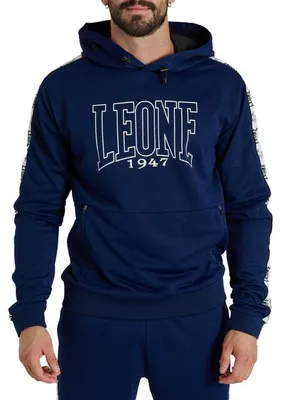 Zdjęcie produktu dla Bluza sportowa z kapturem Leone1947 ICONIC granatowa – Dresowa, klasyczny krój