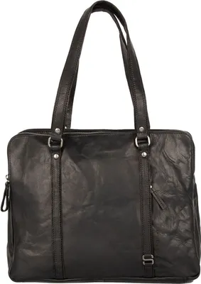 Produktbild von SPIKES & SPARROW Leder Schultertasche Laptoptasche mit Laptopfach Kansas Shoulderbag Black schwarz