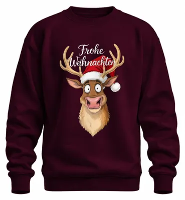 Zdjęcie produktu dla Merry Christmas Funny Reindeer Christmas Hat Cartoon Humour Uni Bluza rozpinana, bordowy, XXL