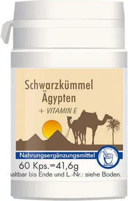 Produktbild von Schwarzkümmel Ägypten + Vitamin E Kapseln, 60 St. Kapseln