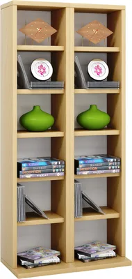 Immagine prodotto di Scaffale per CD in legno | Scaffale CD con spazio per 204 CD o 72 DVD o 40 Video | Dimensioni: H. 92 x W. 42 x D. 20 cm | Elegante scaffale CD/DVD | Scaffale Blu ray - Milano