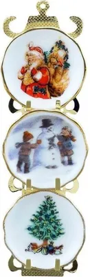 Produktbild von Miniatur Tellerregal Weihnachten 1:12 – Metall & Porzellan