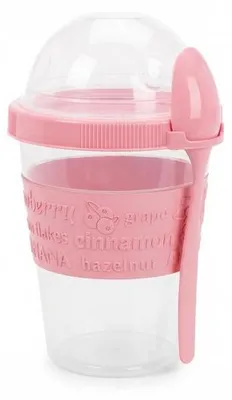 Productafbeelding van Yoghurtbeker To Go 600 ml - met lepel - scheidingsvak - -vrij - lekvrij - 2-kamersysteem voor muesli/snacks - Snackbeker