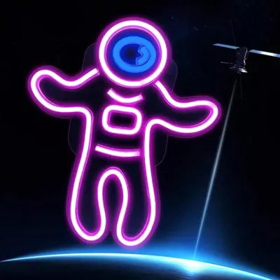Obrázek produktu pro NEON LED světlo, dekorativní nástěnné světlo, astronautská růžová, cca 39 x 32 x 2 cm