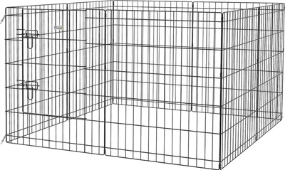 Zdjęcie produktu dla Wybieg dla szczeniąt o wysokości 76 cm, 8-częściowy kojec dla szczeniąt z zamkiem, DIY Wybieg dla psów na świeżym powietrzu dla średnich psów, świnki morskie, króliki, metal, czarny