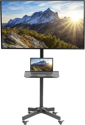 Immagine prodotto di TV portatili - Adatte per schermi da 13 a 60 pollici, fino a 25 kg - Pannelli LCD, LED, OLED, 4K, smart, piatti e curvi - Supporto mobile con vano per laptop e lettore DVD - Ripiano