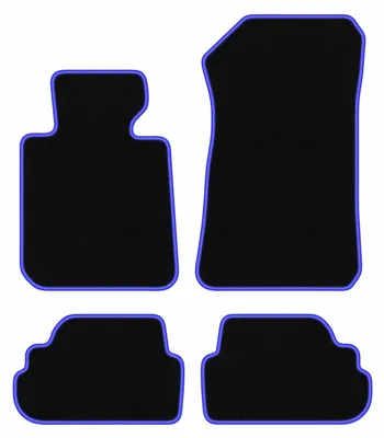Produktbild von Fußmatten Automatten Velours Schwarz/Blau für BMW 1 E81 2007-2012 Set 4-tlg