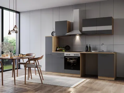 Produktbild von Küche Küchenzeile für Unterbau Waschmaschine Eiche Grau Merle 250 cm Respekta