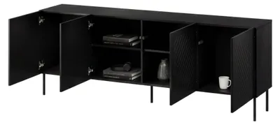 Image de Carema - Buffet, 201x42x75h cm Noir, 2 Étagères