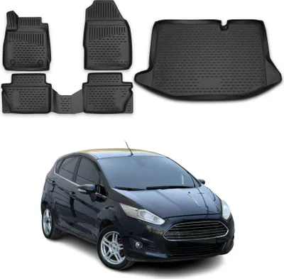 Immagine prodotto di Set di tappetini e fodere per il bagagliaio per Ford Fiesta 2008-2017 in gomma TPE nero 5x