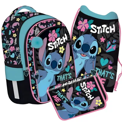 Obrázok produktu pre STITCH – školské tašky pre chlapcov a dievčatá, 3-dielna sada – detský školský batoh s puzdrom na písacie potreby a vreckom na topánky