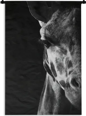 Produktbild von MuchoWow® Wandteppich Wandbehang Tierprofil Giraffe in schwarz und weiß 90x135 cm Tapisserie Dekoration Wandtuch - Baumwolle - Wandskulptur