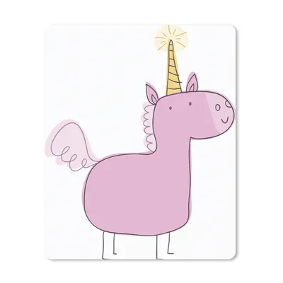 Produktbild von MuchoWow® Mauspad Mousepad Eine Illustration eines rosa Einhorns - Mädchen - Kinder - Kinder 30x40 cm - Mousepads - Maus Mat - Pad - Mausunterlage - Mausmatten