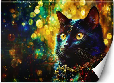 Produktbild von Vlies fototapete Schwarze Katze Abstraktion 450x315 cm Feeby Lila inkl. Kleber einfache Montage