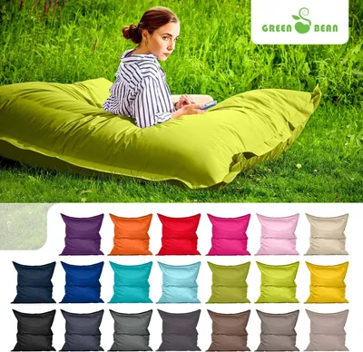 Produktbild von Green Bean® Indoor Sitzsack "Square" 140x180cm mit 380 Liter EPS Perlen Füllung - für Kinder & Erwachsene - Hellgrün