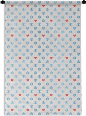 Produktbild von MuchoWow® Wandteppich Wandbehang Schneeflocke - Herz - Winter - Muster 90x135 cm Tapisserie Dekoration Wandtuch - Baumwolle - Wandskulptur