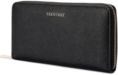 Produktbild von FRENTREE® Clutch Geldbörse Damen - Portemonnaie Damen 100% mit 16 Kartenfächern und Smartphonefach Herbst- und Winterfarben - Rabenschwarz
