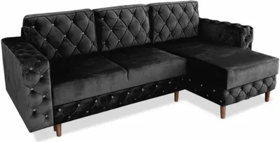 Produktbild von ARES MEBLE Gepolstertes Ecksofa DELUX - Relaxsofa 3 sitzer mit Schlaffunktion und Bettzeugcontainer, Schlafsofa 140x200 Walnuss - Schwarz